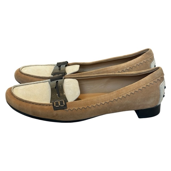 TOD’S Suede Leather Metal Buckle Loafer Tan/Cream/Brown Women’s 7.5US (37.5EU) - Picture 3 of 9